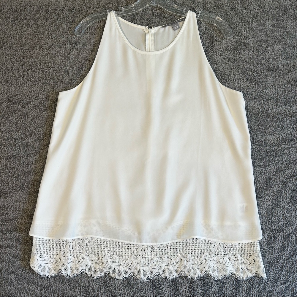 Valerie Stevens Sleeveless Polyester & Lace Blouse Ivory Womens Size Medium
